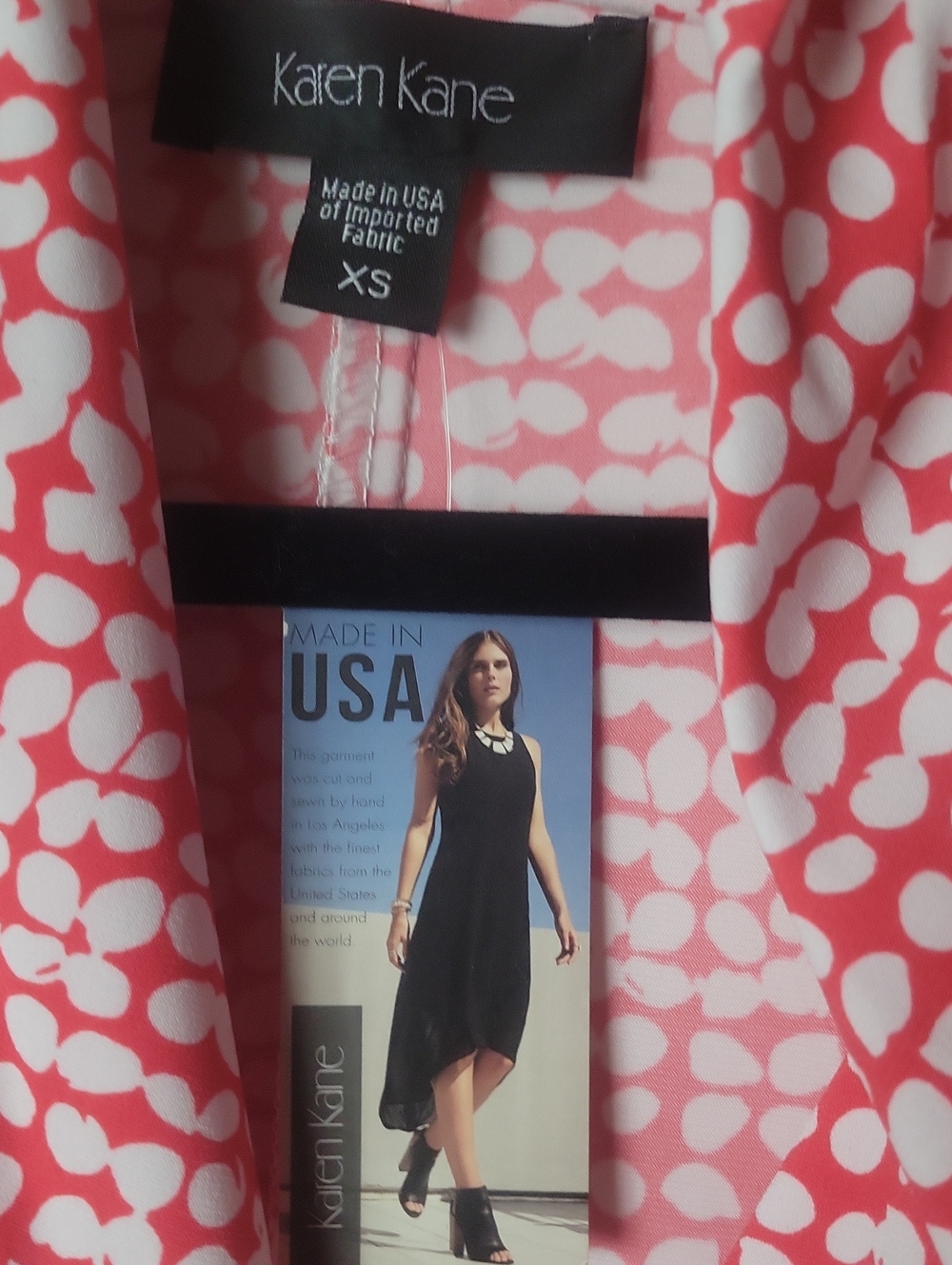 NWT Karen Kane Red Faux Wrap Dress Work Office Modest Cocktail Stretch Floral XS - Picture 6 of 12